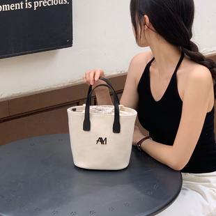 韩国alice martha女小众帆布托特包水桶包气质通勤包高级感女包