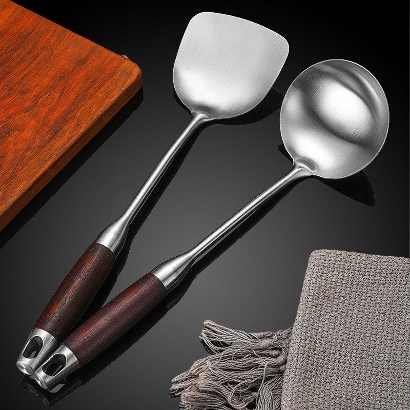 诚得利不锈钢锅铲家用厨具加厚炒菜铲子汤勺漏勺炒勺套装铁锅铲子