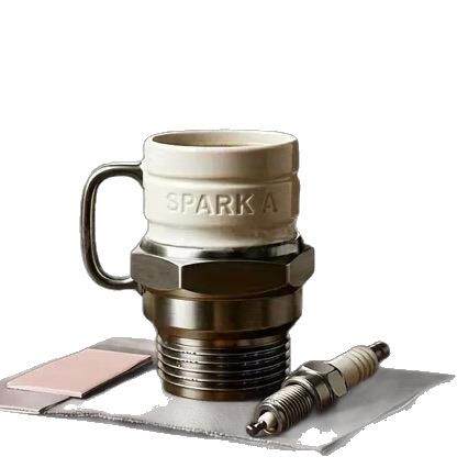 跨境新款Spark Plug Mug火花塞杯树脂材料不锈钢内胆
