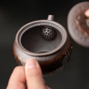 复古陶瓷泡茶器 粗陶敦煌印象德运壶手工老岩泥茶壶单壶家用中式