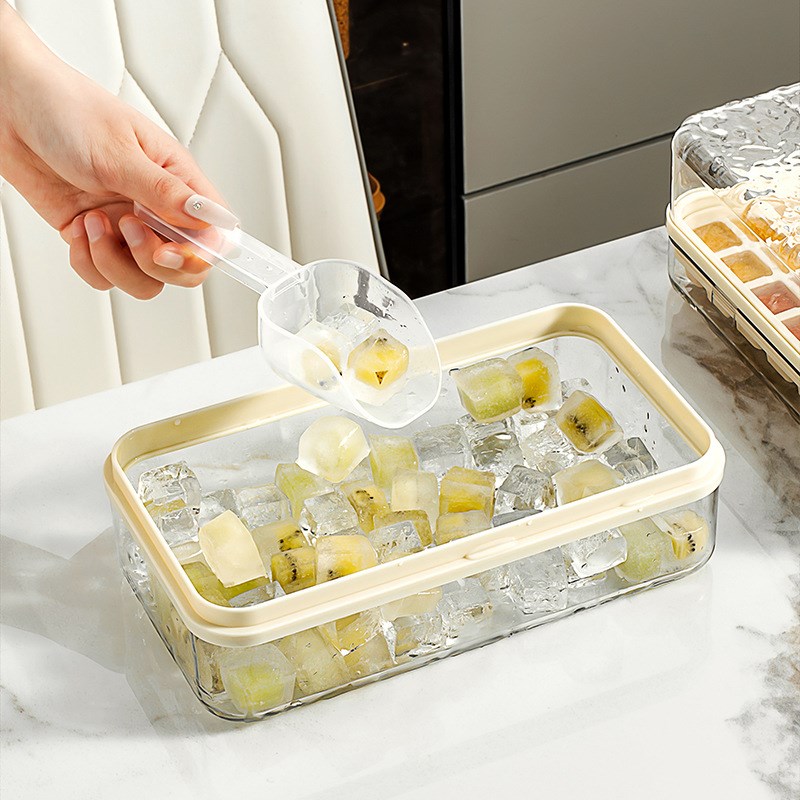 亿米佳按压冰格膜具易脱模制冰盒冰块模具收纳盒大容量带盖储冰盒