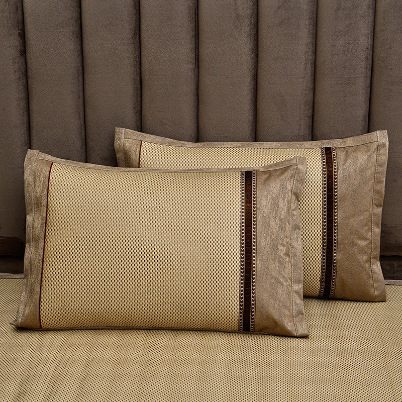 夏天凉席枕套冰丝枕头套 夏季凉爽成人藤枕芯套单人竹枕席一对拍2