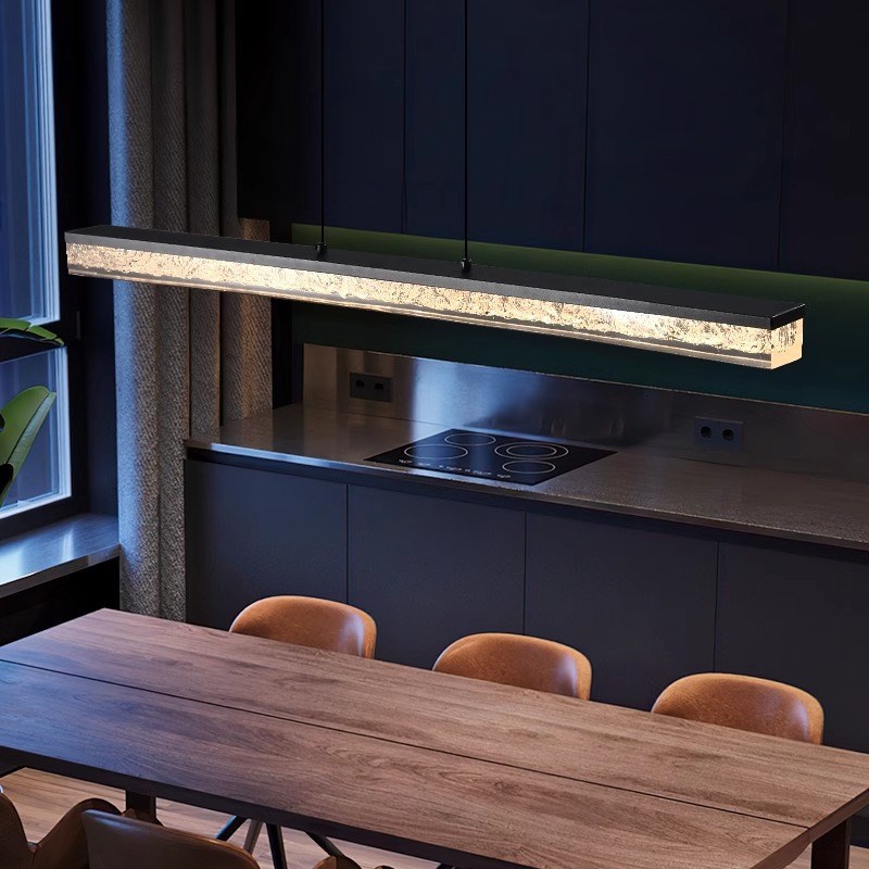 意式极简餐厅吊灯现代简约吧台创意全铜餐桌设计师高端一字长条灯