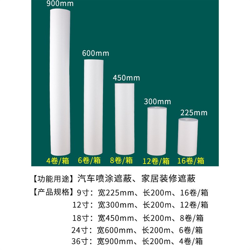 汽车喷漆贴纸遮蔽纸遮蔽膜保护膜装修油漆喷涂遮盖纸印花纸大卷纸