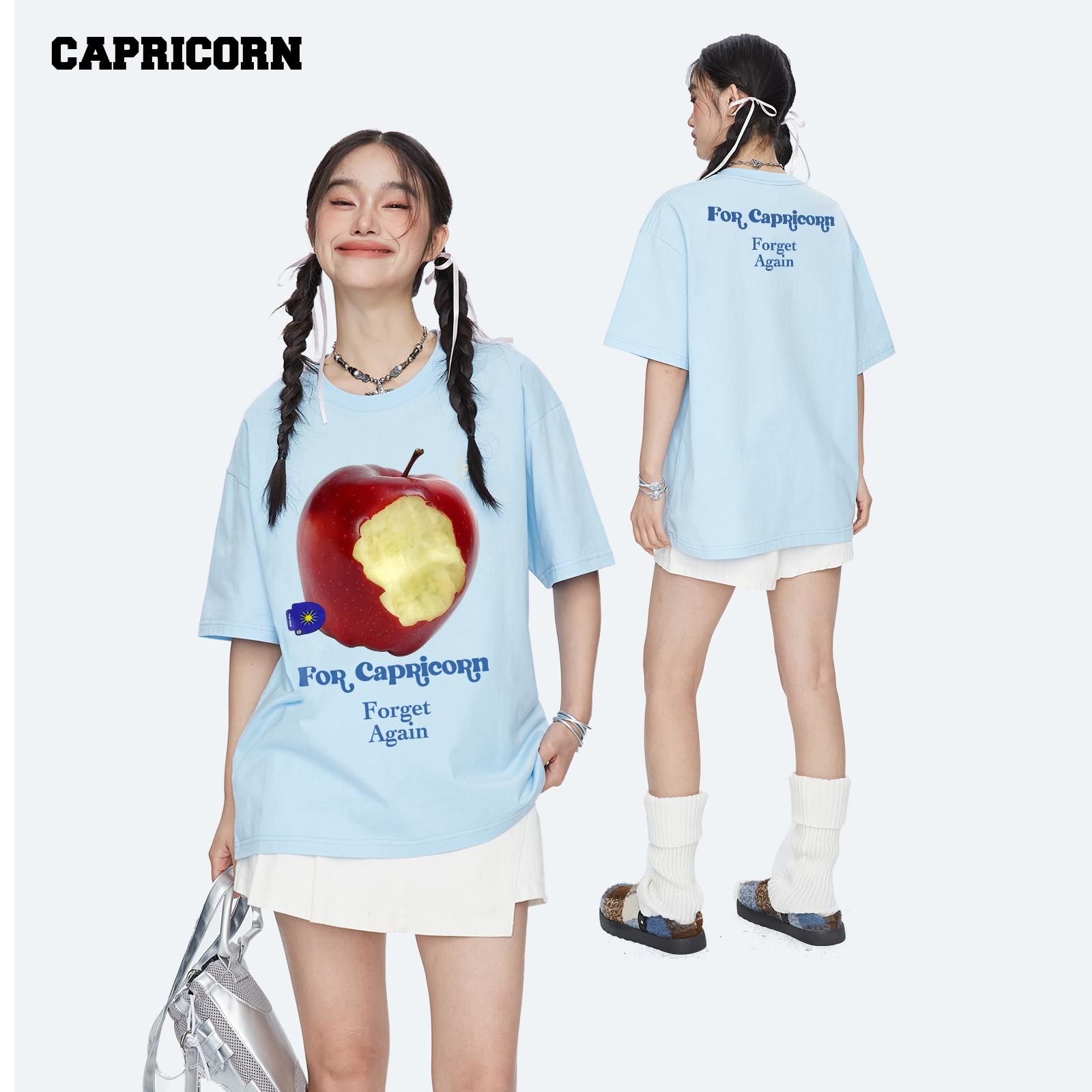 CAPRICORN美式高街苹果纯棉短袖t恤女2025夏新款潮牌内搭半袖上衣
