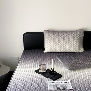 深海蓝简约渐变色凉感乳胶夏凉席三件套可水M洗1.8米2米空调软席