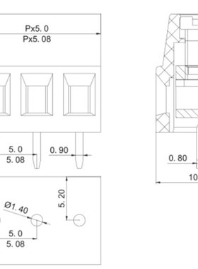 128螺钉式接线端子KF GS sDG128L-5.08/5.0 低位2P-3P可拼型黑色