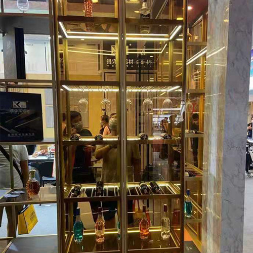 餐厅纯玻璃柜 玻璃酒柜现代简约轻奢极简璃隔断柜W金属玻璃衣柜
