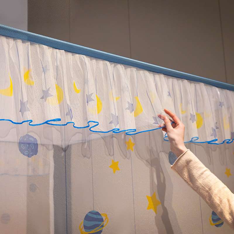 全底遮光蚊帐床帘一体式1.5x1.9米1.8床回O底支架防摔蒙古包三开