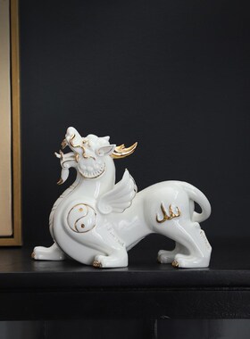 陶瓷貔貅摆件一对招财镇宅风水客厅家居办公室Q装饰开业送礼工艺