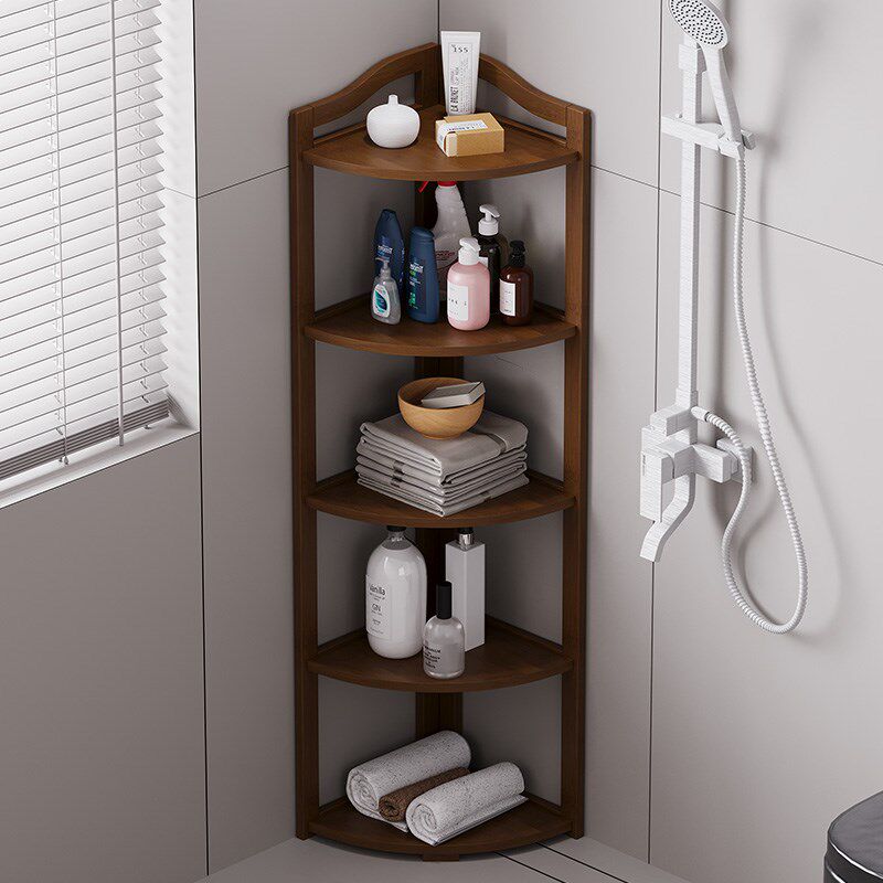 浴室置物架卫生间落地厕所洗脸盆架子家用竹实木质放沐浴露收纳架