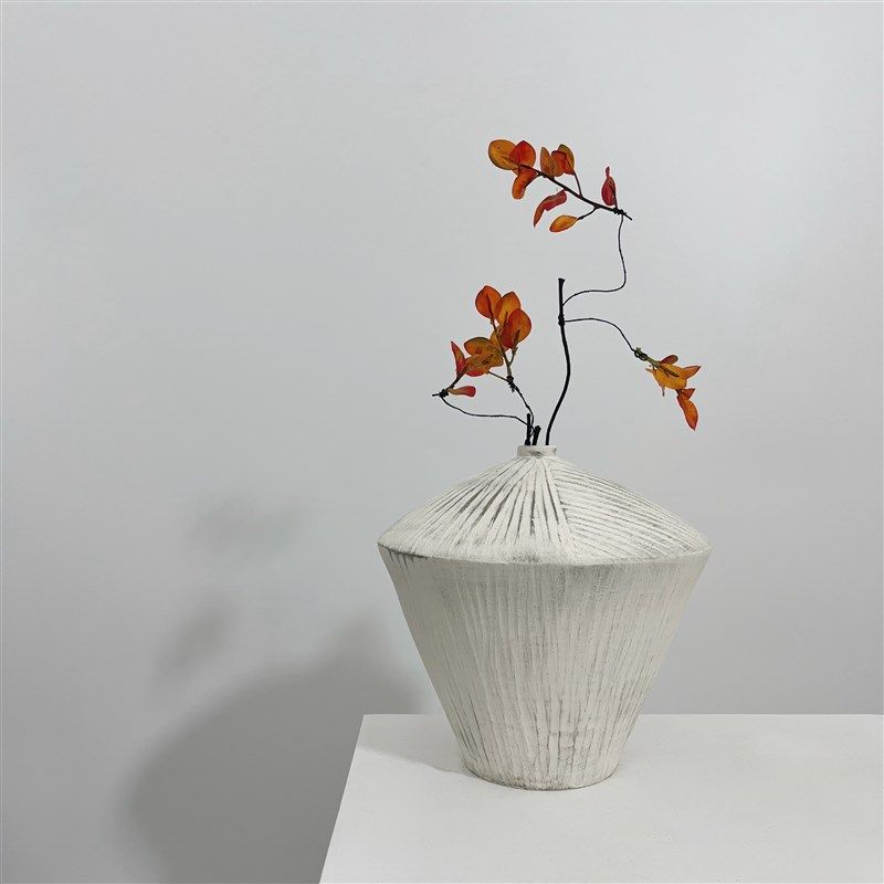 侘寂手作花瓶高温陶瓷艺术花器u样板间软装饰品样品屋展示中心民