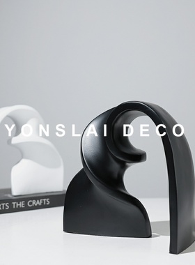 现代简约抽象拱形雕塑摆件样板间售楼处J客厅卧室玄关软装饰品摆