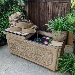 覆古大流水摆件花园庭院落地式鱼缸皮秀财富池园林绿化U喷泉庭院