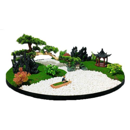 餐桌中间摆花桌摆电动转盘仿真苔藓高端饭店包间S餐厅微缩景观摆