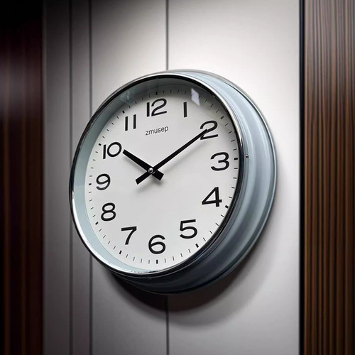 2024新d款金属静音挂钟现代客厅简约卧室圆形墙上石英钟轻奢挂表