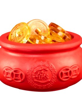 聚宝盆摆件天然朱砂家居装t饰工艺品大红色客厅办公室店铺开业礼