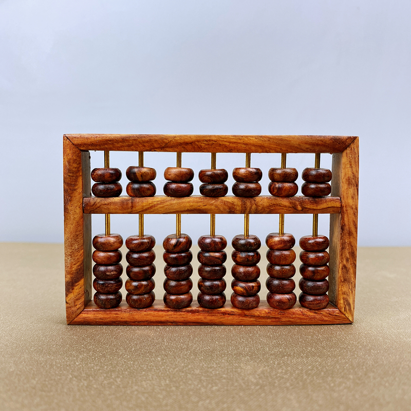 海南黄花梨小号红木学生算盘摆件手把件吊坠儿童抓周益智玩具礼物