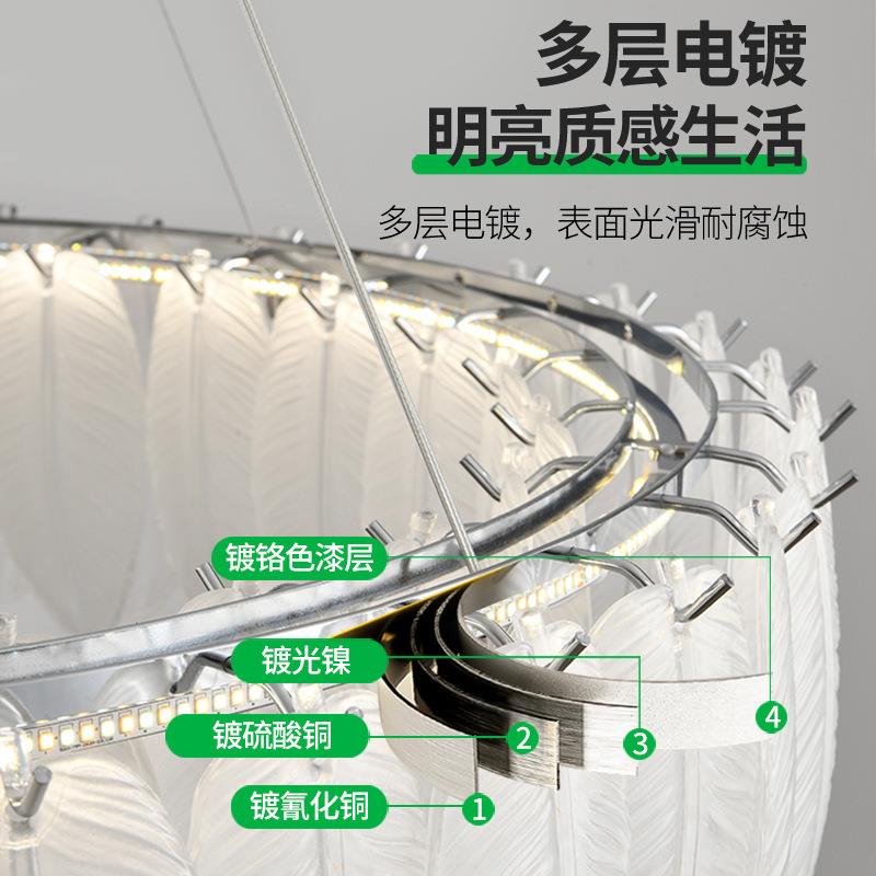 大厅法式主灯水晶玻璃客厅灯餐厅灯轻奢奶油客厅羽毛风吊灯