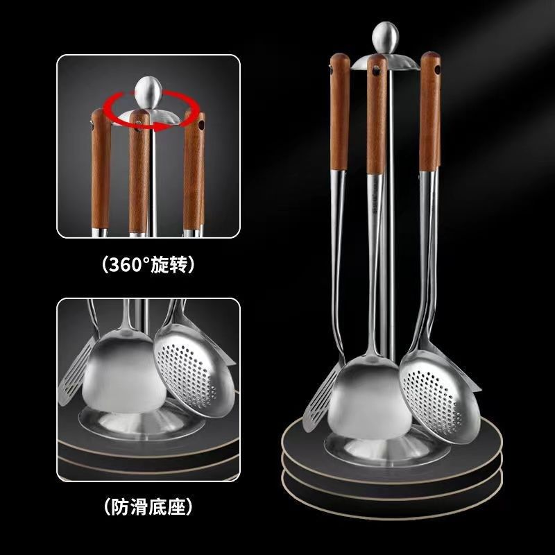 304不锈钢加长锅铲汤勺家用烹饪铲勺漏勺炒菜铲子厨房用具