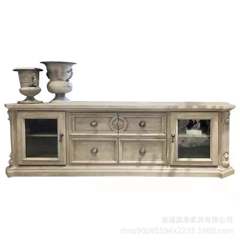 美式乡村电视柜art建筑复兴实木家具复古展示柜法式组合视听柜