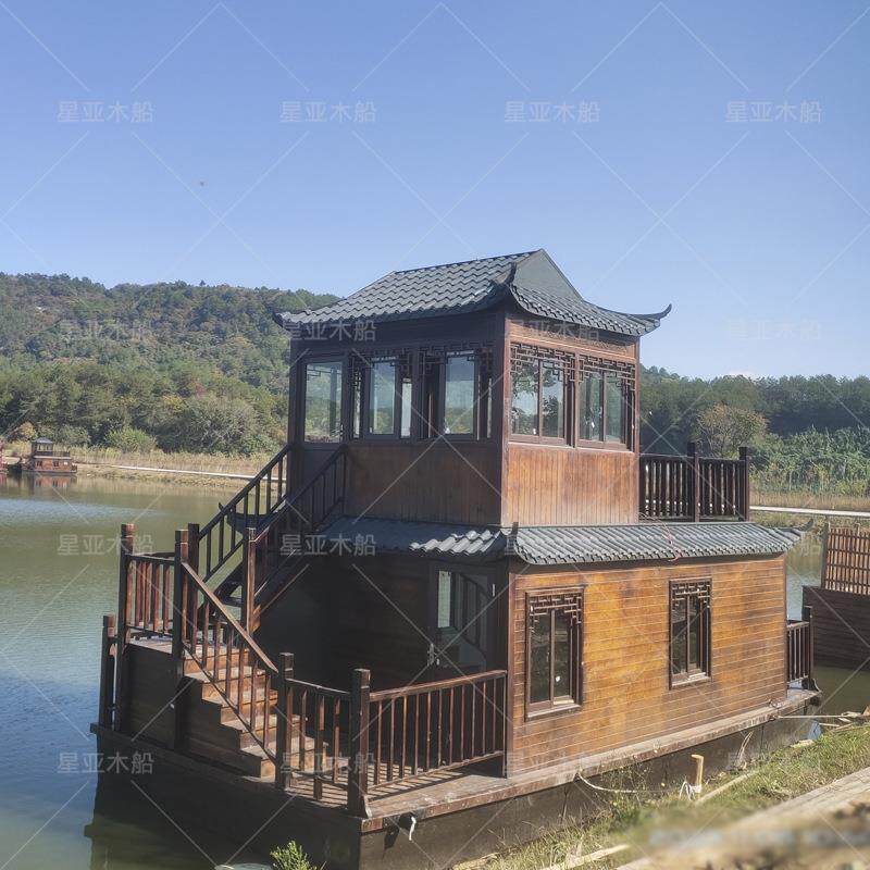 水上网红船屋民宿酒店文旅移动船房酒店景区民宿水上宾馆船定 制