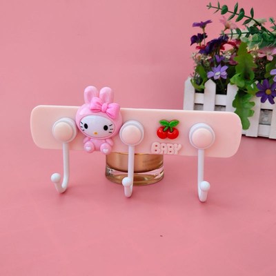 粘钩创意可爱家用免打孔墙壁一排挂钩强力粘胶厨房卧室小贴钩