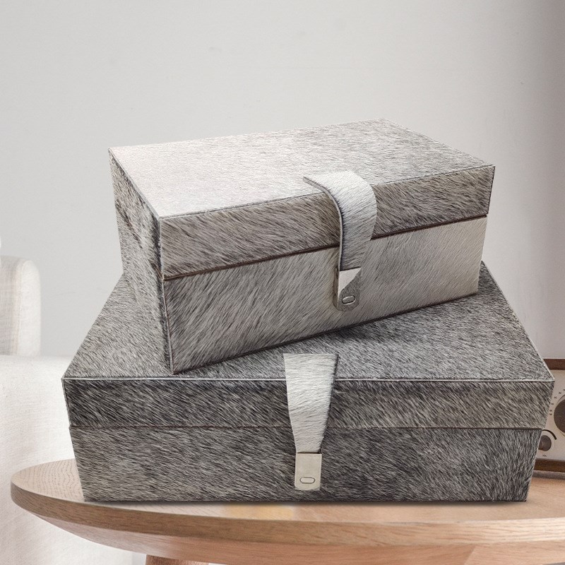 马毛首饰盒轻奢新中式样板房衣帽间收纳盒酒店酒柜软装摆件