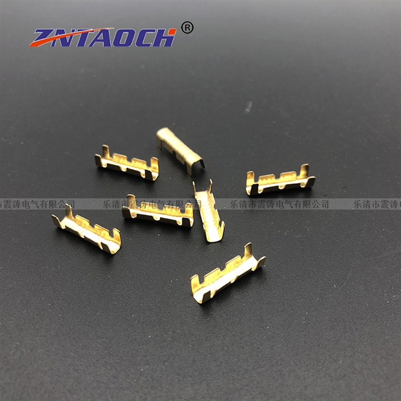 压线扣对接端子 铜线扣 压线脚 快速连接端头 U型C形插簧冷压端子