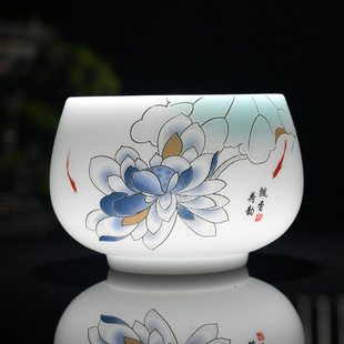 冰种羊脂玉主人杯家用个人专用茶杯高端杯子轻奢德化白瓷单杯茶具