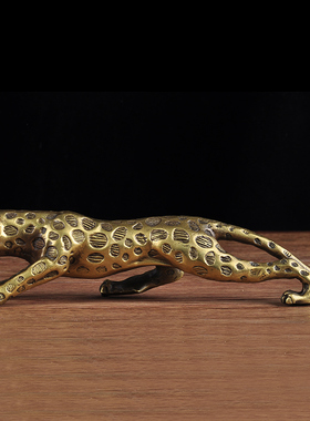 优选铜金钱豹摆件大号招财家居客厅电视柜酒柜办公室店铺工艺开业