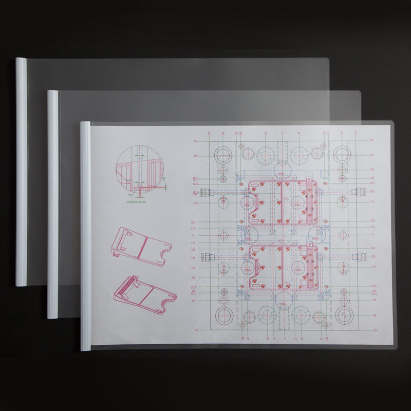 优选横版A3抽杆夹报告文件夹透明二页单页片可装A3规格图纸试卷纸