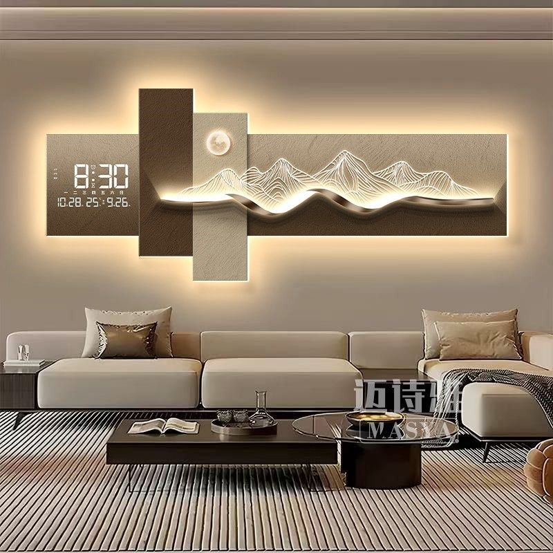 优选高级感客厅装饰画背有靠山创意led时钟壁灯画大气沙发背景墙,家居饰品,现代装饰画,淘宝优惠券,粉丝福利购,淘宝优惠卷
