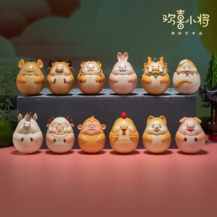 优选欢喜小将 解压《十二生肖不倒翁》 可玩性高 打工人招财工位