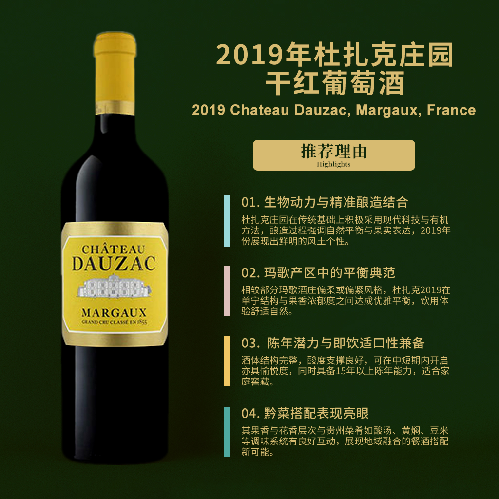 杜扎克庄园干红葡萄酒2019 Chateau Dauzac Margaux France
