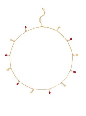 红色珐琅豆豆锁骨链新年圣诞礼物