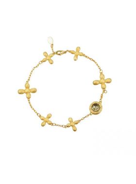 复古四瓣花金色手链度假手饰