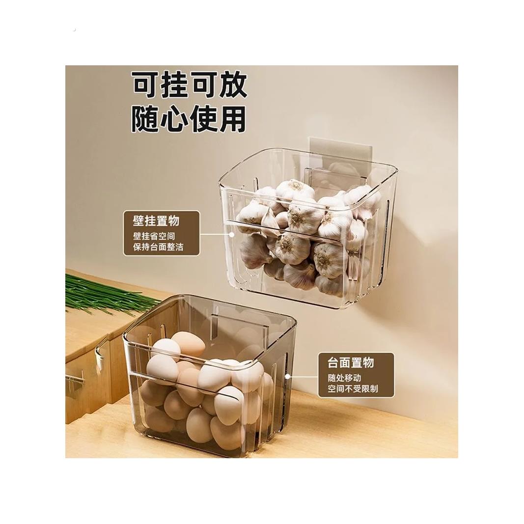 PET家用厨房挂篮新款多用沥水姜蒜壁挂式收纳篮置物篮子冰箱收纳