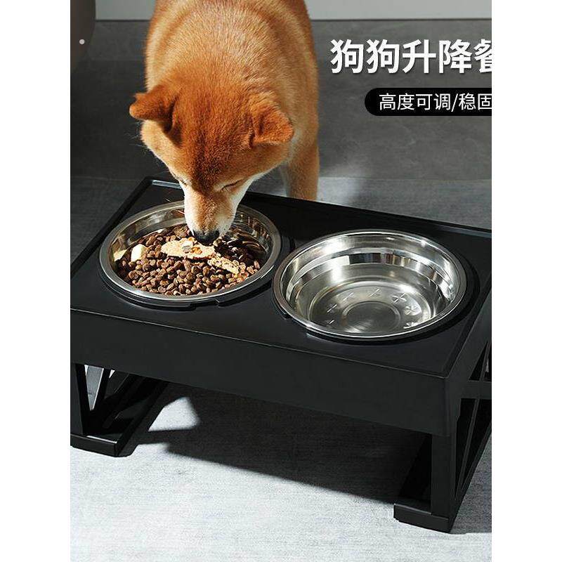 狗碗喂食碗双碗中大型犬防打翻支架碗猫咪饭碗宠物碗狗狗不锈钢碗