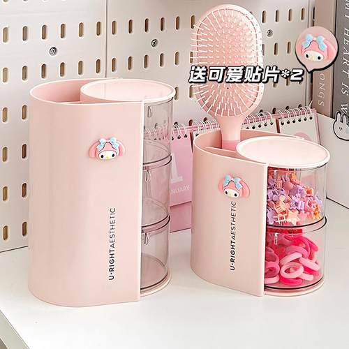 儿童发饰收纳盒可旋转多层透明防尘发圈女孩发夹发圈橡皮筋发箍