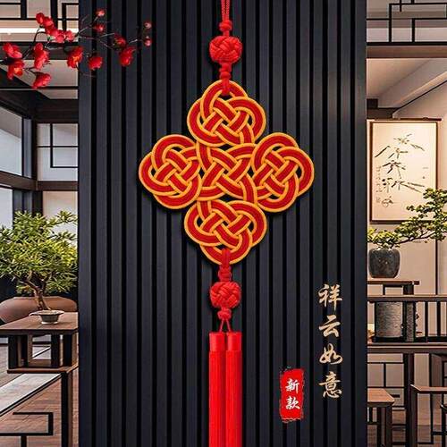 新款高档中国结挂件客厅大号电视墙装饰手工绳编玄关乔迁新居春节