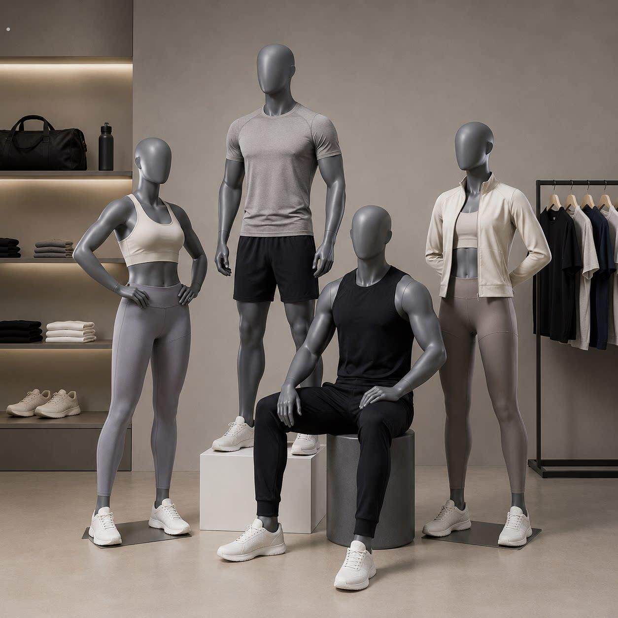 服装店跑步运动男模特道具全身橱窗假人偶女户外体育用品展示架