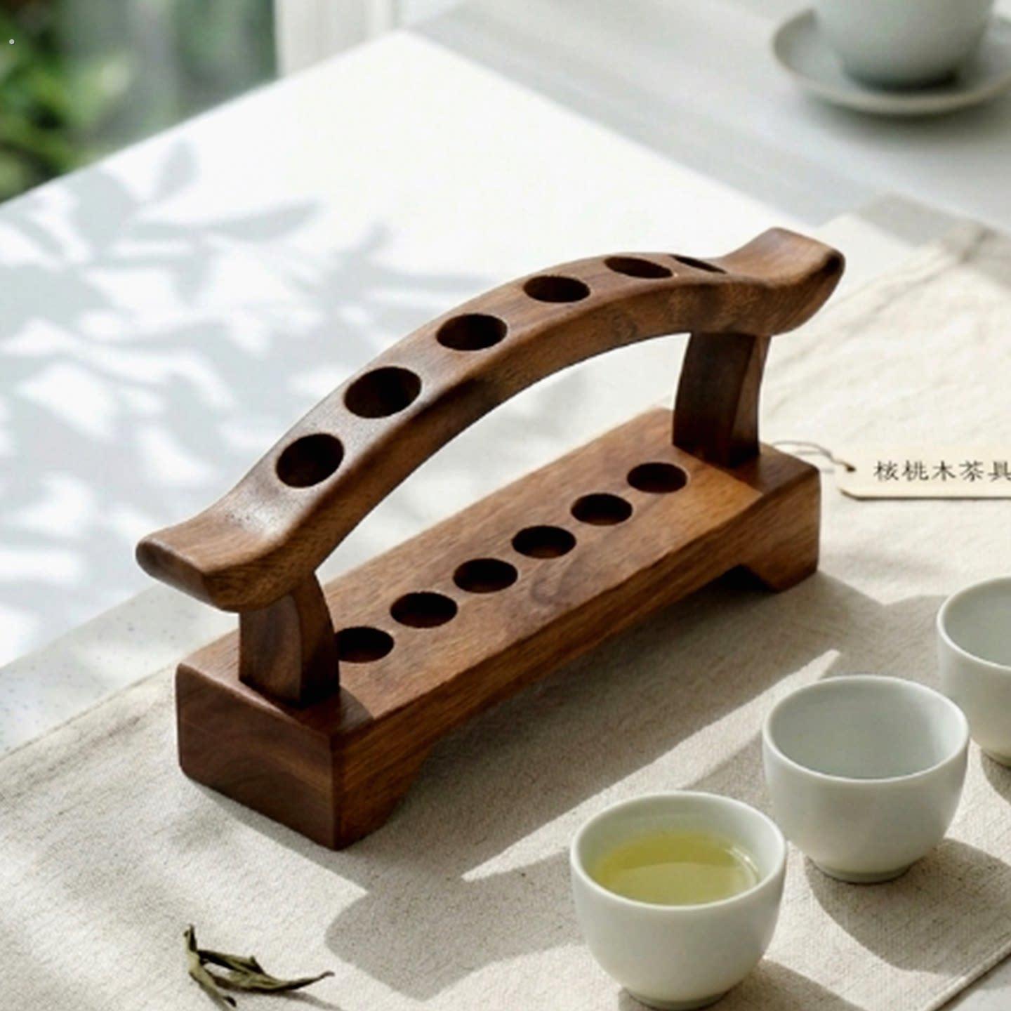 中式胡桃木茶道架桌面收纳展示架茶具托架茶夹座茶具配件