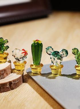 仙人掌|手工琉璃小摆件创意桌面电脑显示器汽车中控大屏幕装饰品