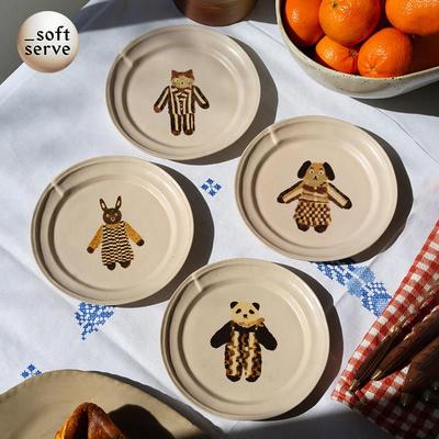 SoftServe柔软供应 x chunmei《动物好朋友》异形手工感陶瓷盘子