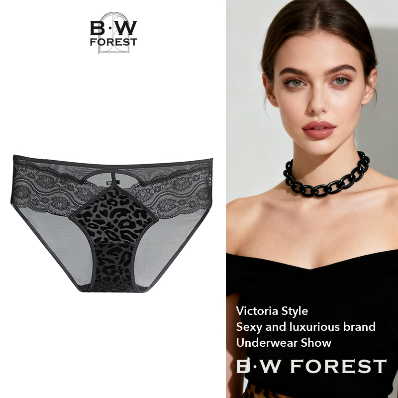 BWFOREST法式性感蕾丝内裤女薄款纯欲风2025新款网纱纹中腰三角裤
