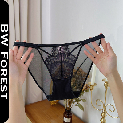 蕾丝内裤女2025新款性感薄款无痕透气网纱低腰包臀三角裤女不夹臀