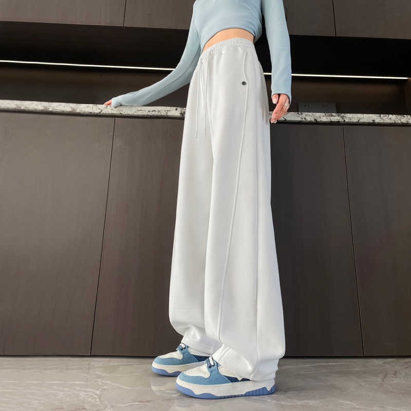 窄版闊腿褲女春夏薄款2025新款垂感直筒小個子寬松九分冰絲速干褲