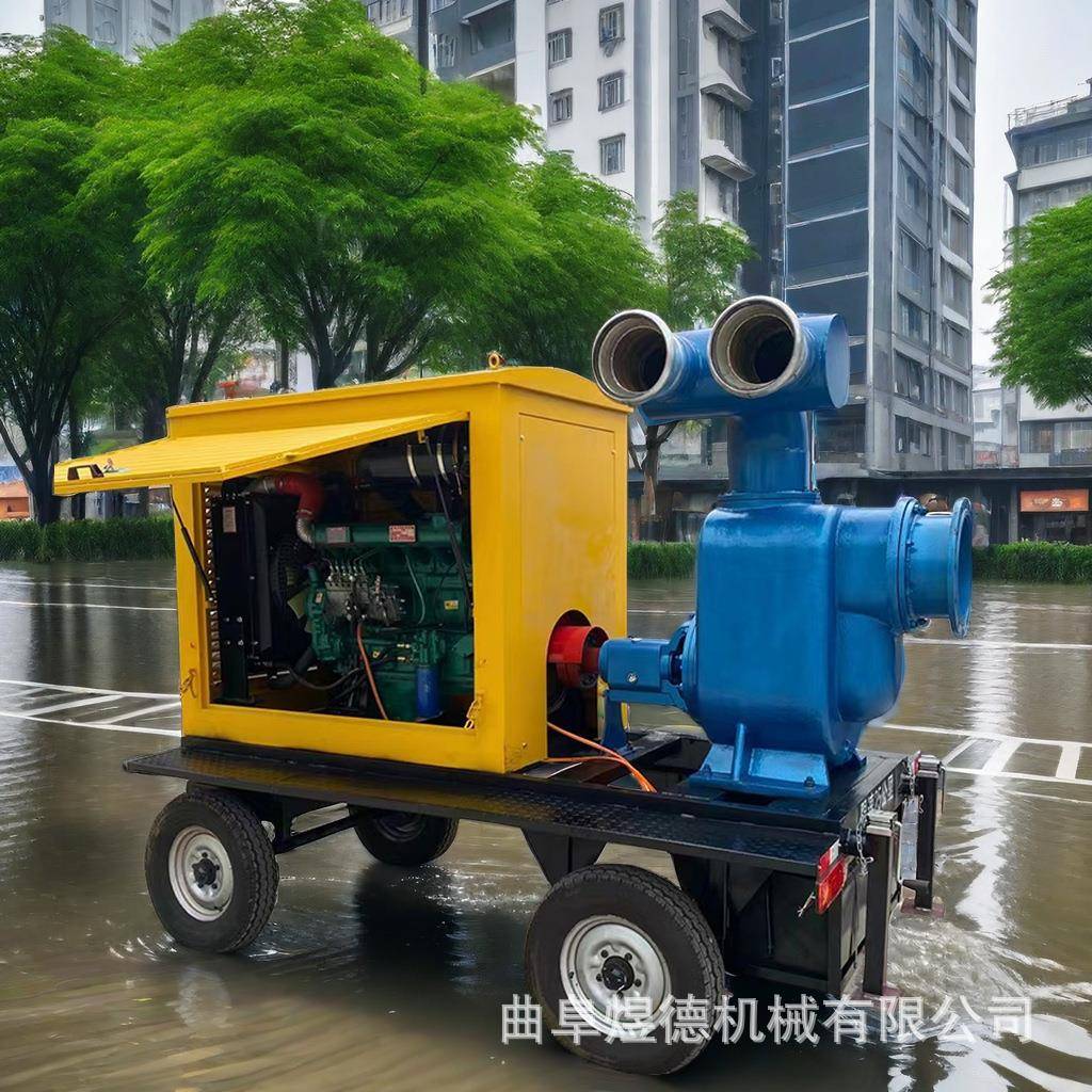 柴油机水泵机组500/1000立方移动泵车自吸泵排涝防汛市政排水泵