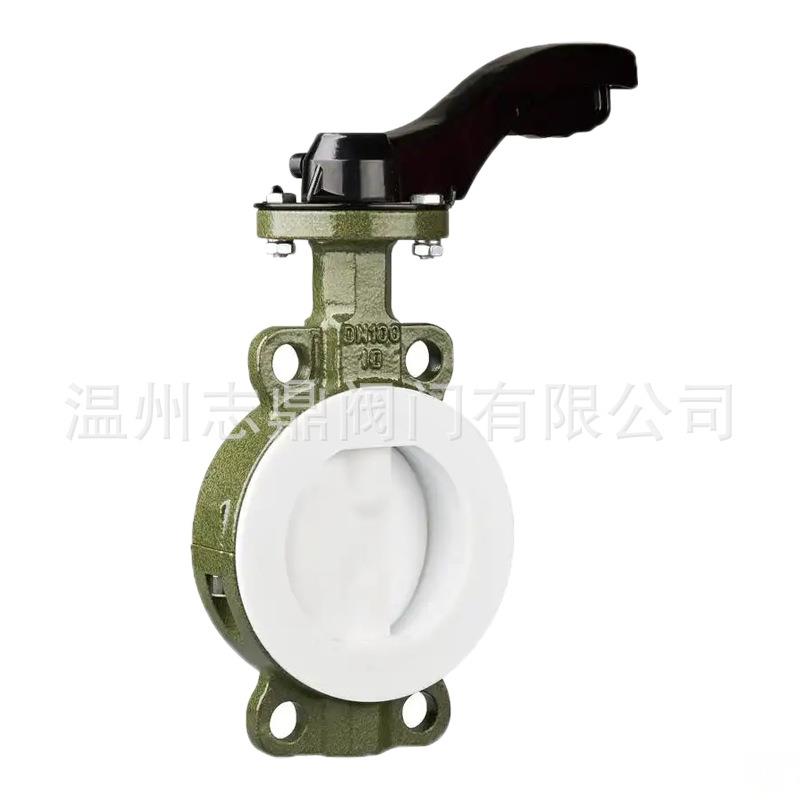 D71F46-16C-DN50-DN1000手动铸钢衬氟对夹蝶阀流道衬PTFE耐腐蚀